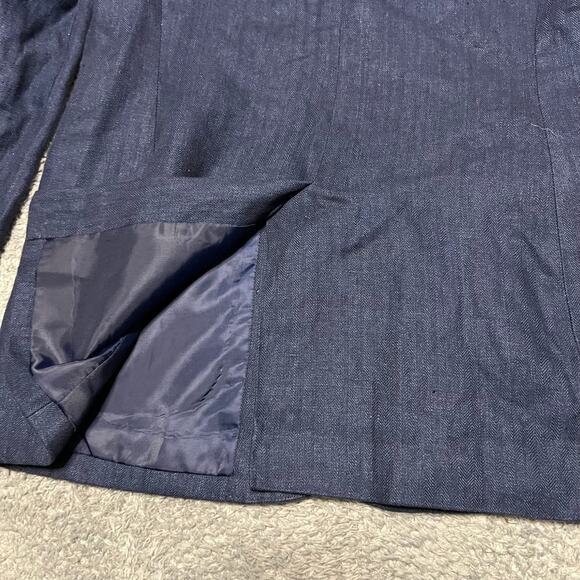 Lauren Ralph Lauren Blazer Womens 6 Petite Blue Linen 2 Button - Picture 4 of 11